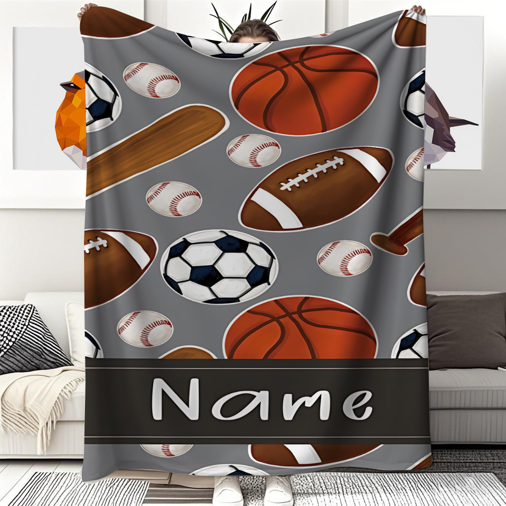 Name Sports Equipment - 1 Adı özelleştirilebilir gri renkli battaniye,