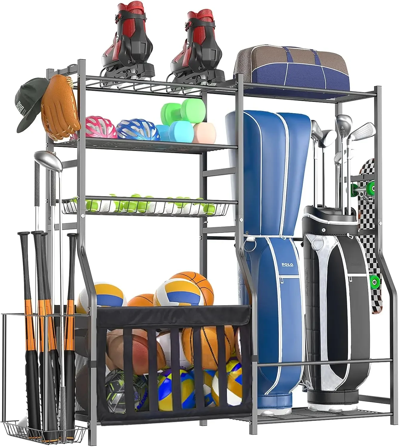 Sports Equipment Organizer Rack - Ağır Hizmet Tipi Garaj Spor Ekipmanı