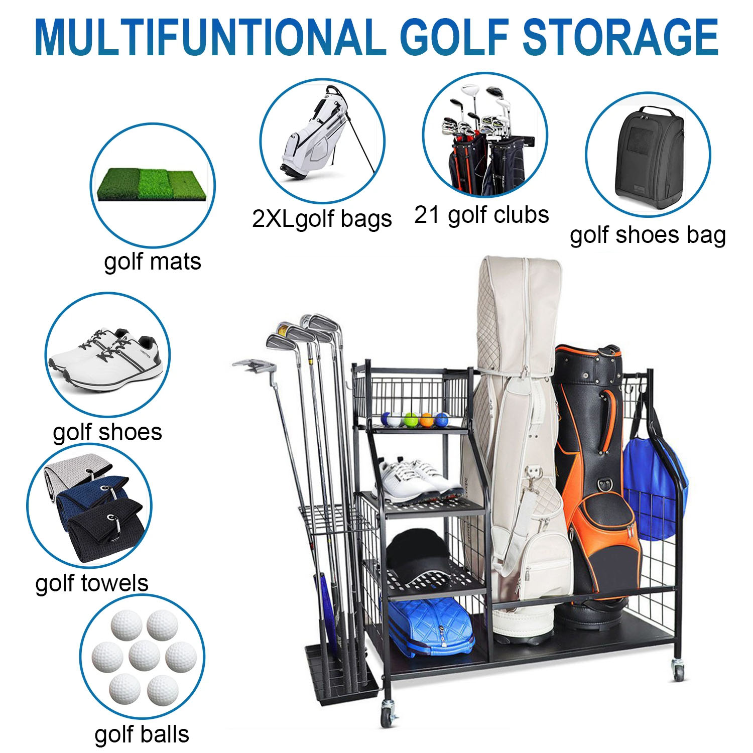 Golf Çantası Depolama Garaj Or - Sports Equipment Organizer Rack incelemesi ve fiyatı